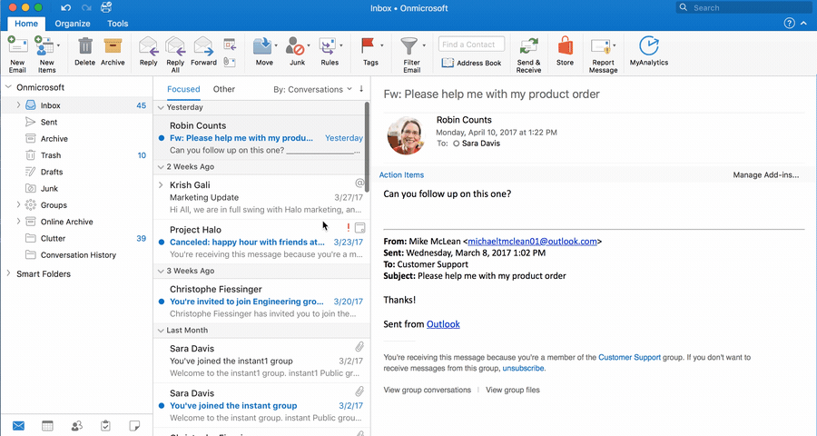 how much email can outlook for mac 2016 handle